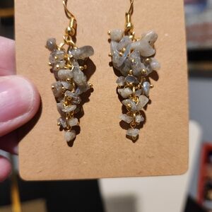 Gold and Gray Cluster Earrings